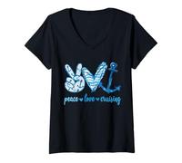 Donna Peace Love Cruising Tie Dye Crociera Vacanza Maglietta con Collo a V