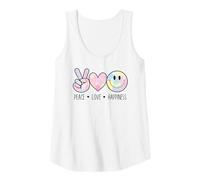 Donna Peace Love Happiness Rainbow Tie Dye Smile Face Happy Face Canotta