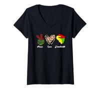 Donna Peace Love Juneteenth Maglietta con Collo a V