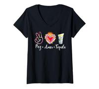 Donna Peace Love Tequila - Souvenir Tee Fiesta Vacation Party Maglietta con Collo a V
