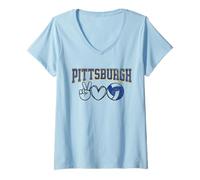 Donna Peace Love Volleyball - Pittsburgh Women Teen Girls Tween Maglietta con Collo a V