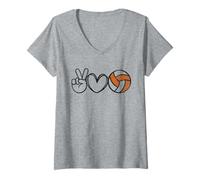 Donna Peace Love Volleyball - Texas Women Teen Girls Tween Maglietta con Collo a V