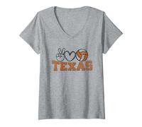 Donna Peace Love Volleyball - Texas Women Teen Girls Tween Players Maglietta con Collo a V