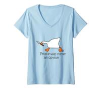 Donna Peace Not Option Goose Maglietta con Collo a V