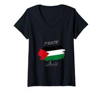 Donna Peace Palestina Free Gaza Gerusalemme Mosca Maglietta con Collo a V