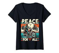 Donna Peace to all Riders Ride for Unity & Brotherhood Tee Freedom Maglietta con Collo a V