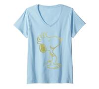 Donna Peanuts Alternative Snoopy Urban Punk Rock Zampe Ribelli Nerd Maglietta con Collo a V