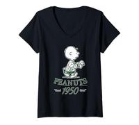 Donna Peanuts Charlie Brown Buon dolore Classico Fumetti Golf Cartone animato Maglietta con Collo a V