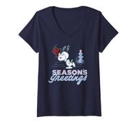 Donna Peanuts Christmas Snoopy Seasons Greetings Sparkle Tree Anni '90 retrò Maglietta con Collo a V