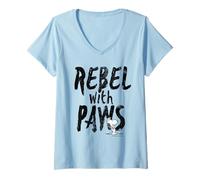 Donna Peanuts Ribelle con Zampe Snoopy Vintage Anni '90 Pop Iconic Punk Maglietta con Collo a V