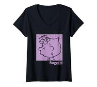 Donna Peanuts Sally Forget It Bad Attitude Cattivo Umore Amico Classico Maglietta con Collo a V