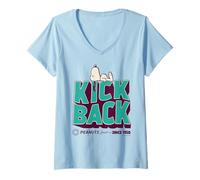 Donna Peanuts Snoopy Calcio Indietro Sonno Pigro Sociale Classico Club 50s Maglietta con Collo a V