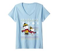 Donna Peanuts Snoopy Charlie Brown Christmas Classic Pattern Maglietta con Collo a V
