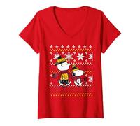 Donna Peanuts Snoopy Charlie Brown Christmas Pattern Christmas Classic Maglietta con Collo a V
