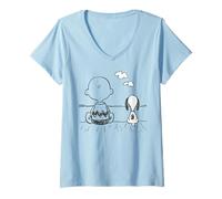 Donna Peanuts Snoopy Charlie Brown Migliori Amici Insieme Retro BFF Maglietta con Collo a V