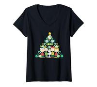 Donna Peanuts Snoopy Charlie Lucy Sally Linus Albero di Natale Regali Maglietta con Collo a V