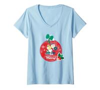 Donna Peanuts Snoopy Charlie Sally Xmas Eat Drink Merry Be Regali Maglietta con Collo a V