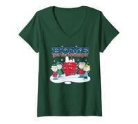 Donna Peanuts Snoopy Charlie Xmas Brown Lucy Sally - Divertente Vacanza per Cani Maglietta con Collo a V