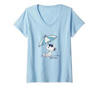 Donna Peanuts - Snoopy Chill Beach Vibes Maglietta con Collo a V