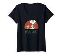 Donna Peanuts - Snoopy Far Out Maglietta con Collo a V
