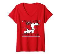 Donna Peanuts Snoopy Good Dog Bad Attitude Crazy Beagle Classic Maglietta con Collo a V