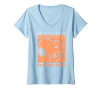 Donna Peanuts Snoopy ha superato Beagle Do Not Disturb Classic Ahahah Maglietta con Collo a V