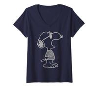 Donna Peanuts Snoopy Joe Cool 1990 Urban Stencil Street Graffiti Maglietta con Collo a V