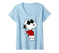 Donna Peanuts Snoopy Joe Fresco Vecchia Scuola Fumetti Geek 80s 90s Retro Maglietta con Collo a V