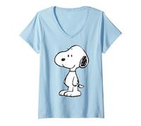 Donna Peanuts Snoopy Old School Vintage Geek Chic Anni '80 Anni '90 retrò Maglietta con Collo a V