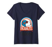 Donna Peanuts Snoopy Racing Club Racing Beagle Fun Classic Friends Maglietta con Collo a V