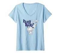 Donna Peanuts Snoopy Space Man Rocket Ship Esplora Pianeti Classici Maglietta con Collo a V
