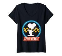 Donna Peanuts Snoopy Speed Beagle Racing Vince Il Team Fun Classic Maglietta con Collo a V
