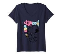 Donna Peanuts Snoopy Stay Cool Ice Cream Lazy Summer Days Classic Maglietta con Collo a V