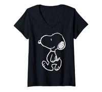 Donna Peanuts Snoopy - Stencil con Gradiente di Street Art, Posa Divertente Classica Maglietta con Collo a V