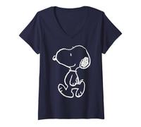 Donna Peanuts Snoopy - Stencil Gradiente Street Art Fun Classic Pose Maglietta con Collo a V