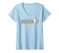 Donna Peanuts Snoopy Take Easy Life Sleep Pace Tranquillo Riposo Classico Maglietta con Collo a V