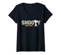 Donna Peanuts Snoopy Take Easy Life Sleep Peace Quiet Rest Classic Maglietta con Collo a V
