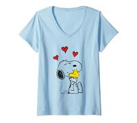 Donna Peanuts - Snoopy Ti terrò Stretto, Rosso Maglietta con Collo a V