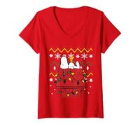 Donna Peanuts Snoopy Woodstock Christmas Pattern Classic Christmas BFF Maglietta con Collo a V