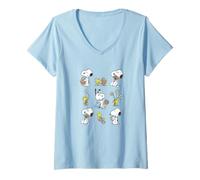 Donna Peanuts - Snoopy Woodstock Easter Spring Pattern Maglietta con Collo a V