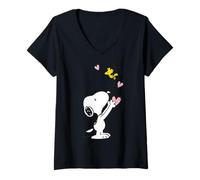 Donna Peanuts - Snoopy Woodstock Il mio cuore è con te Maglietta con Collo a V