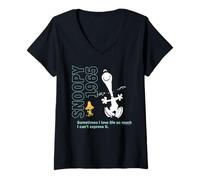 Donna Peanuts Snoopy Woodstock Love Life Live Free Beagle Classic Maglietta con Collo a V