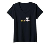 Donna Peanuts - Snoopy Woodstock Surfboard Maglietta con Collo a V