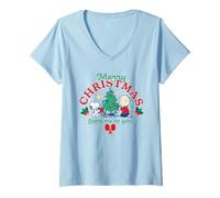 Donna Peanuts Snoopy Xmas Charlie Brown Merry Christmas Regali per L'Albero di Natale Maglietta con Collo a V