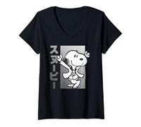 Donna Peanuts Tokyo Snoopy Dancing Giappone Amanti degli Animali retrò Anni '90 '70 Maglietta con Collo a V