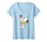 Donna Peanuts Valentine Snoopy e Woodstock Un sacco di amore Maglietta con Collo a V