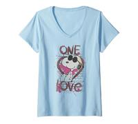 Donna Peanuts Vintage Snoopy Joe Cool One Love Glitch per San Valentino Maglietta con Collo a V
