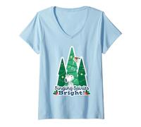 Donna Peanuts Woodstock Snoopy Spirits - Spiriti cantanti Luminosi per Le Vacanze Natalizie Maglietta con Collo a V