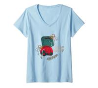 Donna Peanuts Xmas Charlie Brown Good Grief - Pallina di Natale con Brillantini Maglietta con Collo a V