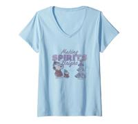 Donna Peanuts Xmas Snoopy Woodstock realizza Bright Spirits Vintage Maglietta con Collo a V